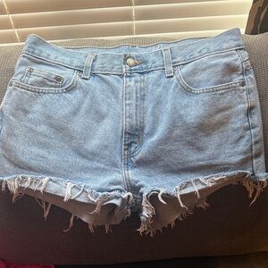 George Light Wash Distressed Denim Cutoff Shorts